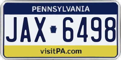 PA license plate JAX6498