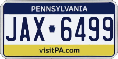 PA license plate JAX6499