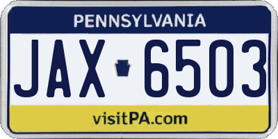 PA license plate JAX6503