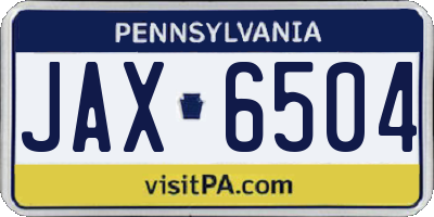 PA license plate JAX6504