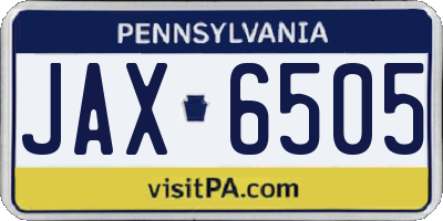 PA license plate JAX6505