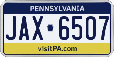 PA license plate JAX6507