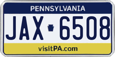 PA license plate JAX6508