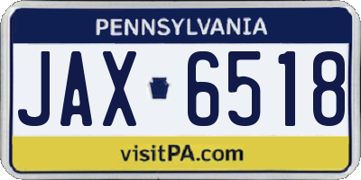 PA license plate JAX6518