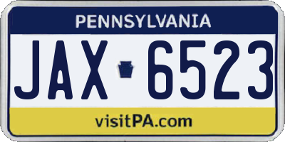 PA license plate JAX6523