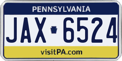 PA license plate JAX6524