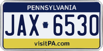 PA license plate JAX6530