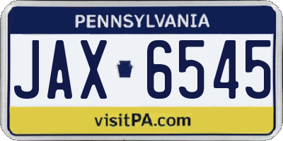 PA license plate JAX6545