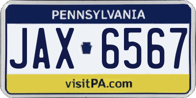 PA license plate JAX6567