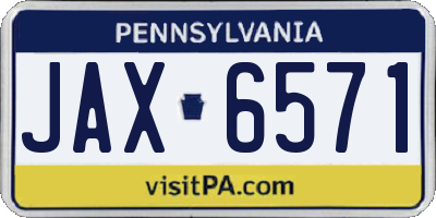 PA license plate JAX6571