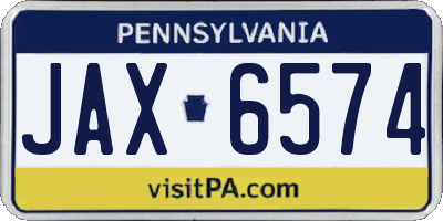 PA license plate JAX6574