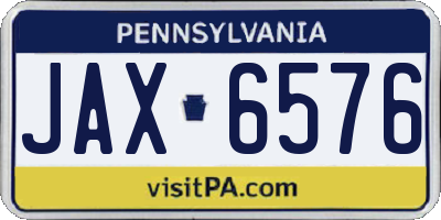 PA license plate JAX6576