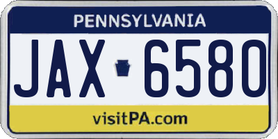 PA license plate JAX6580