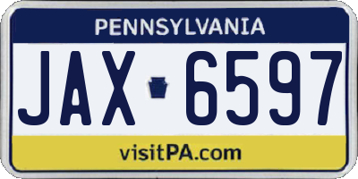 PA license plate JAX6597