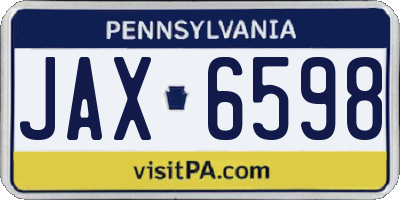 PA license plate JAX6598