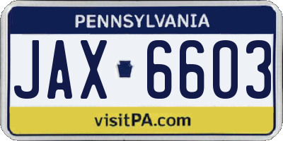PA license plate JAX6603