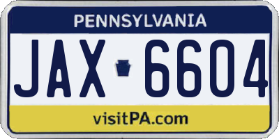 PA license plate JAX6604