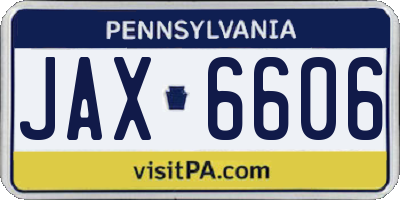 PA license plate JAX6606