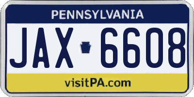 PA license plate JAX6608