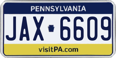 PA license plate JAX6609