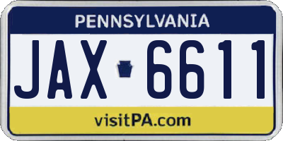 PA license plate JAX6611