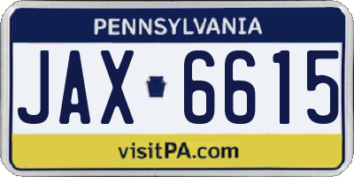 PA license plate JAX6615