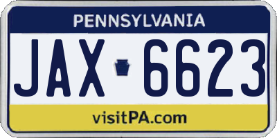 PA license plate JAX6623