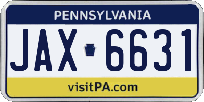 PA license plate JAX6631