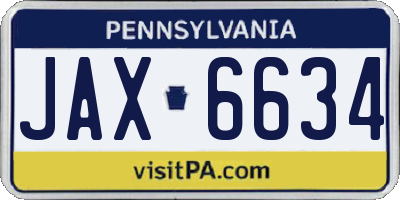 PA license plate JAX6634