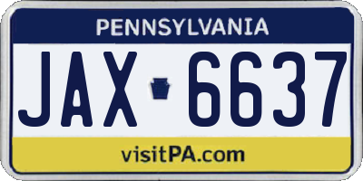 PA license plate JAX6637