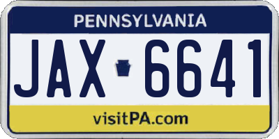 PA license plate JAX6641