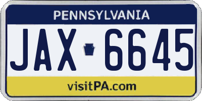 PA license plate JAX6645