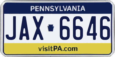 PA license plate JAX6646