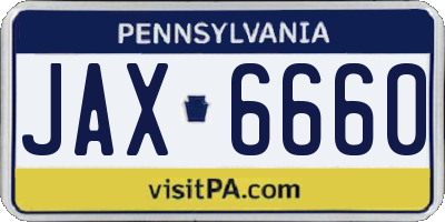 PA license plate JAX6660