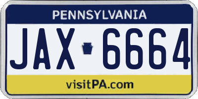 PA license plate JAX6664