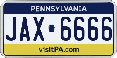 PA license plate JAX6666