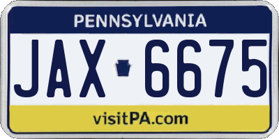 PA license plate JAX6675