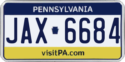 PA license plate JAX6684