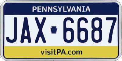 PA license plate JAX6687