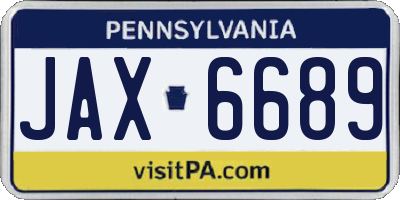 PA license plate JAX6689