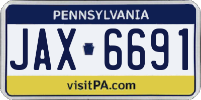 PA license plate JAX6691