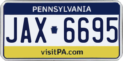 PA license plate JAX6695