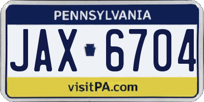PA license plate JAX6704