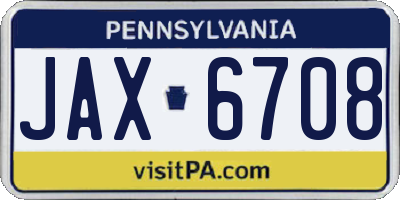 PA license plate JAX6708
