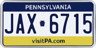 PA license plate JAX6715