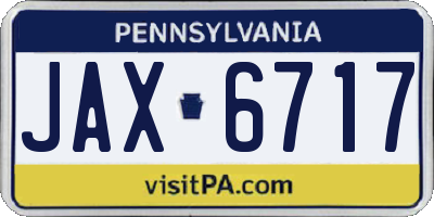 PA license plate JAX6717