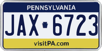 PA license plate JAX6723