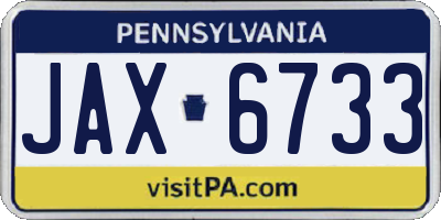 PA license plate JAX6733