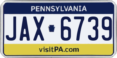 PA license plate JAX6739
