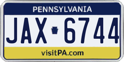 PA license plate JAX6744